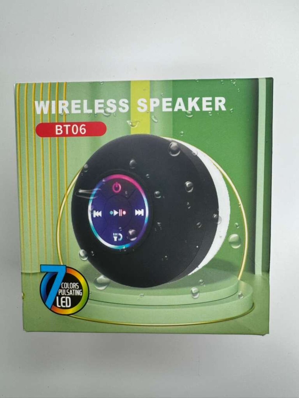Wireless Bluetooth Shower Speaker BT06 - Waterproof IPX4 - LED Lights - Black